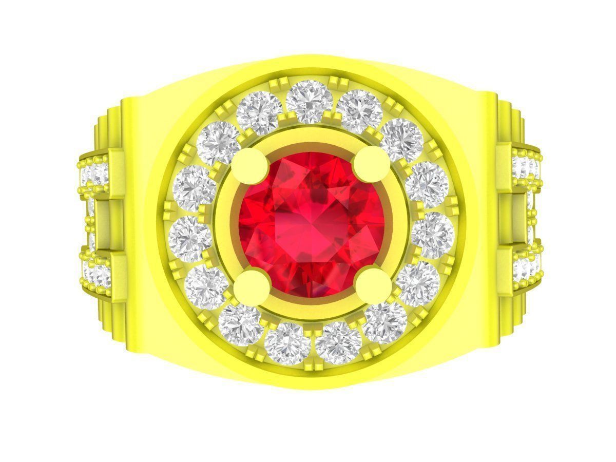 7895 luxury fashion H letter diamond men ring 3D print model_1