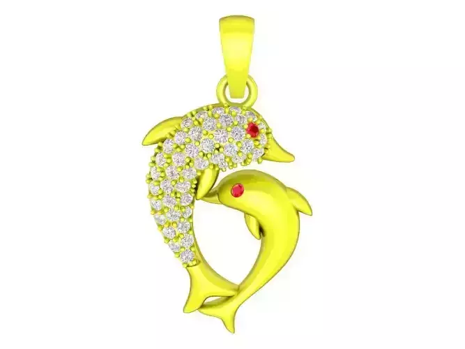 7912 diamond mom and baby dolphin pendant