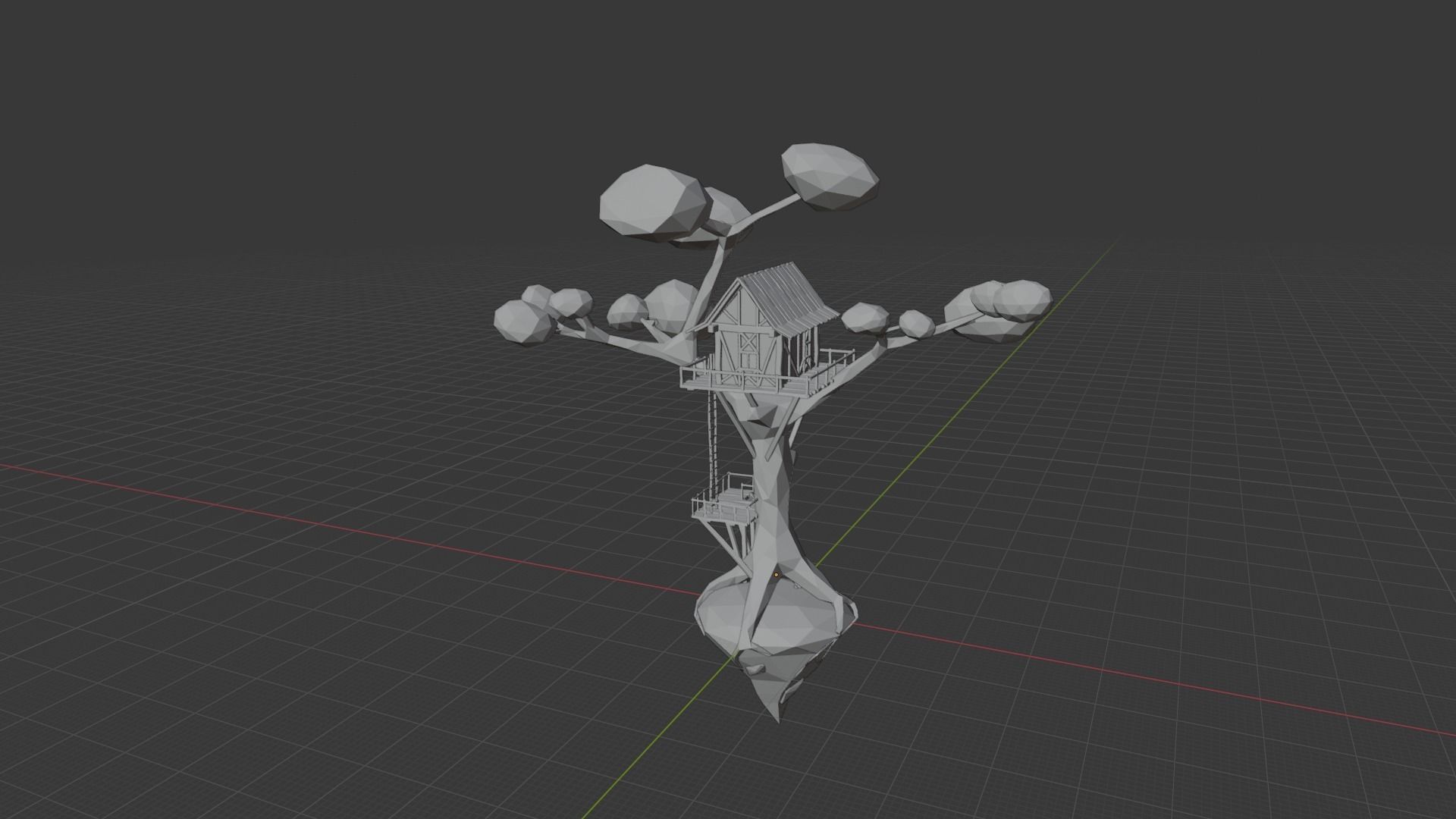 LowPoly Tree House  3D model_11