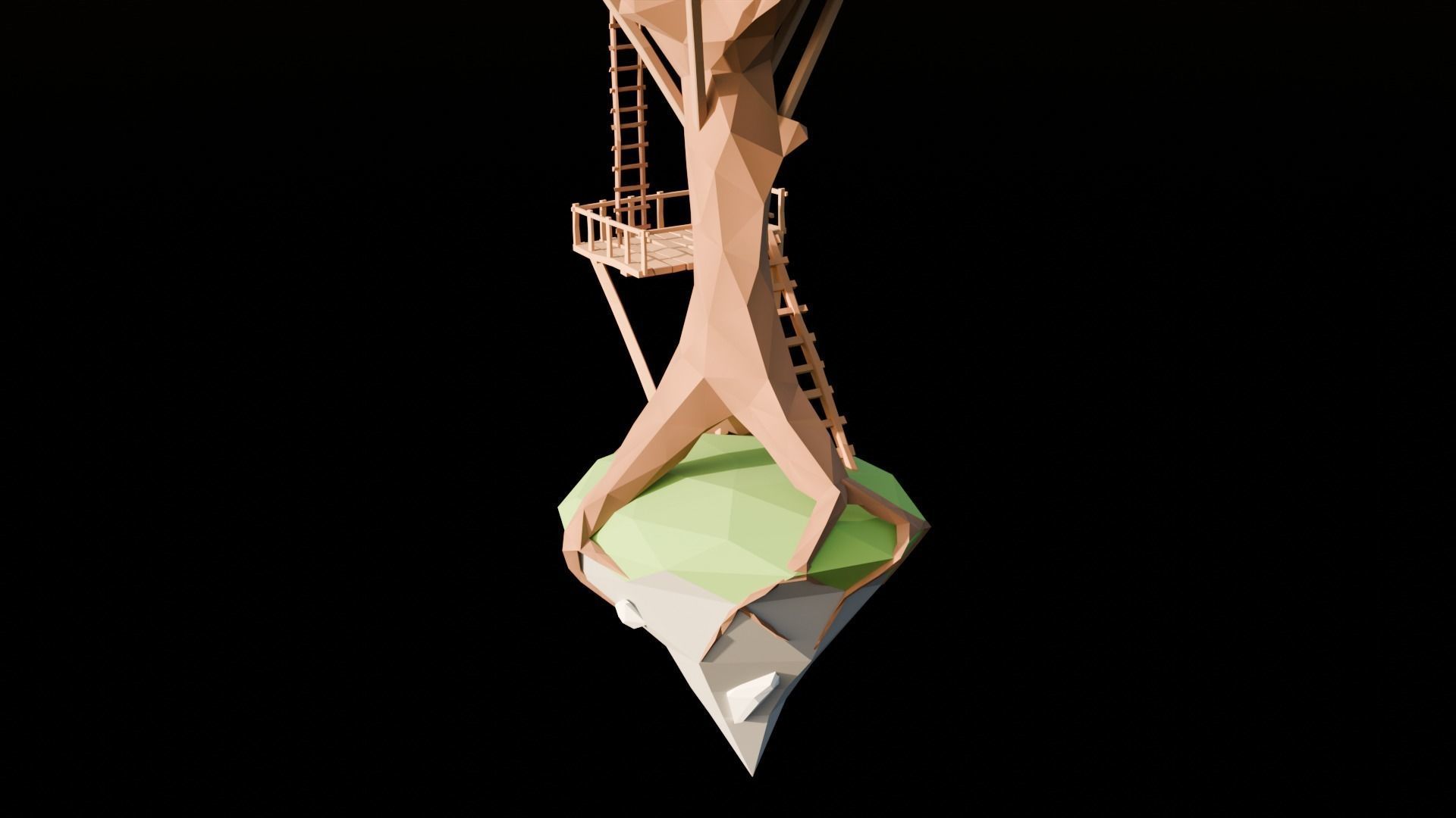 LowPoly Tree House  3D model_10