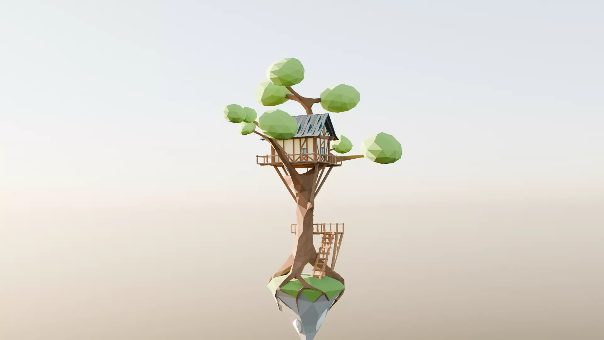 LowPoly Tree House  3D model_0