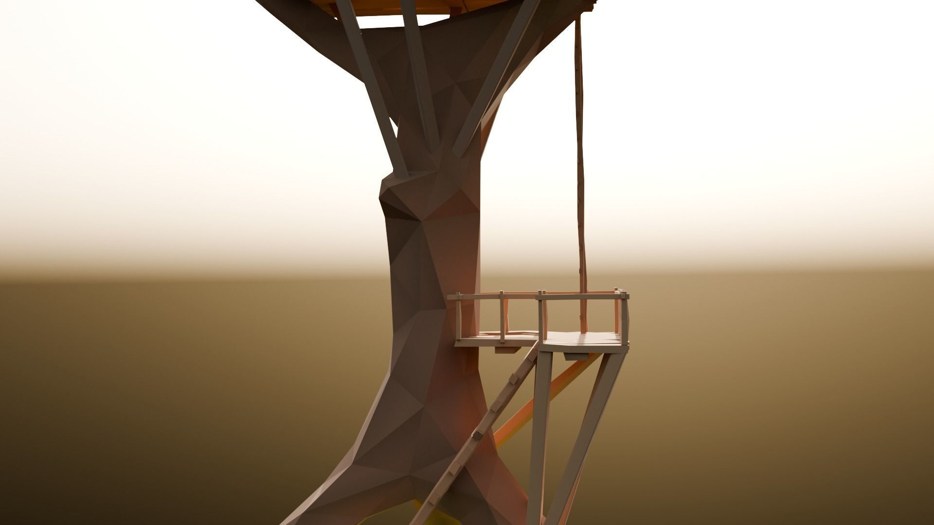 LowPoly Tree House  3D model_8