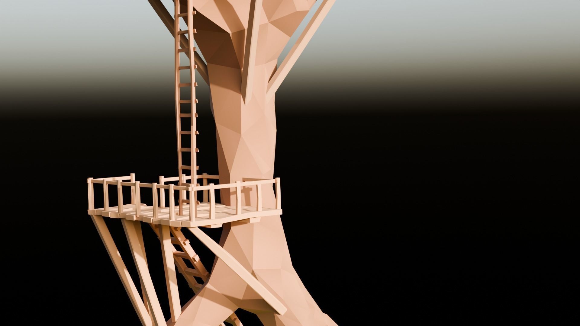 LowPoly Tree House  3D model_7