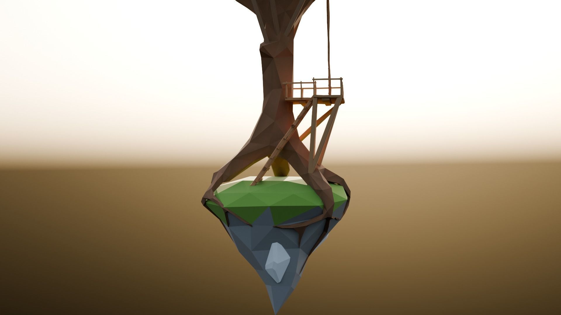 LowPoly Tree House  3D model_9