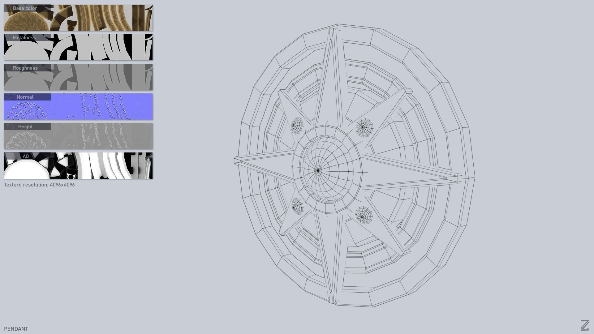 Pendant Low-poly 3D model_3