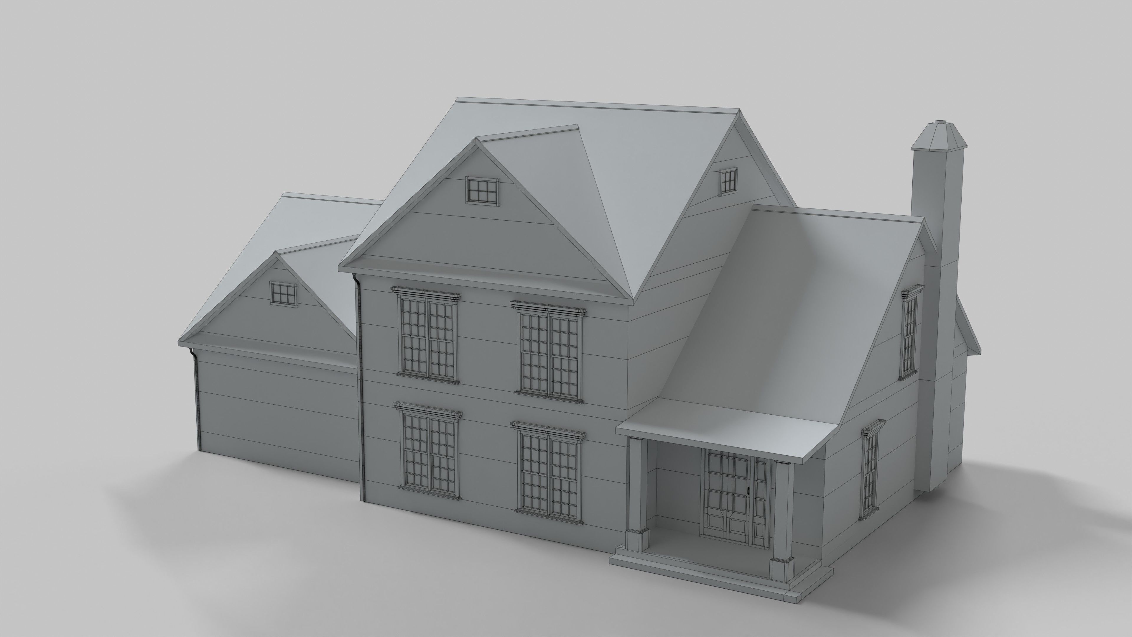 British House Design 15T4 Low-poly 3D model_7