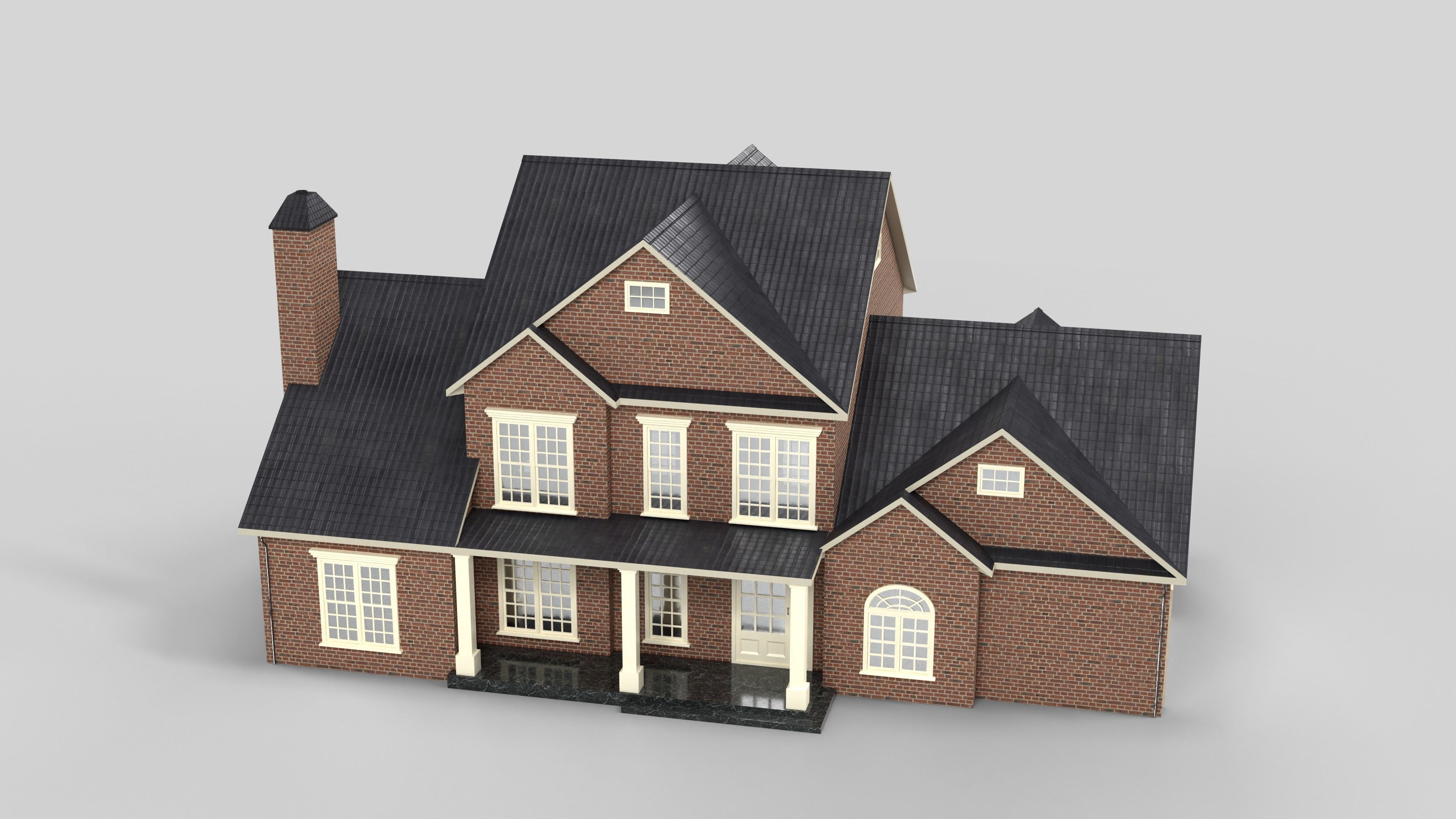 British House Design 15T4 Low-poly 3D model_1