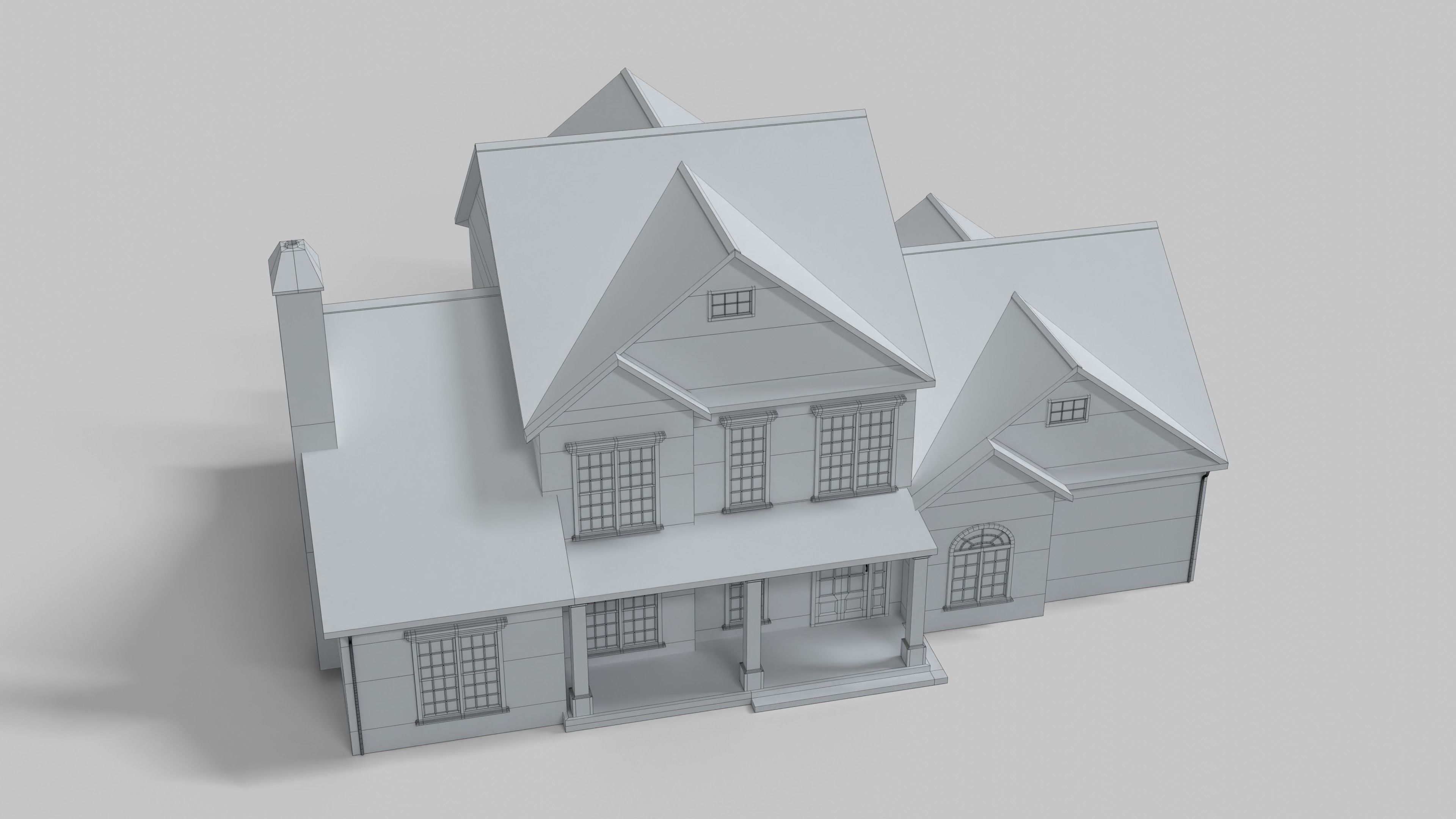 British House Design 15T4 Low-poly 3D model_6
