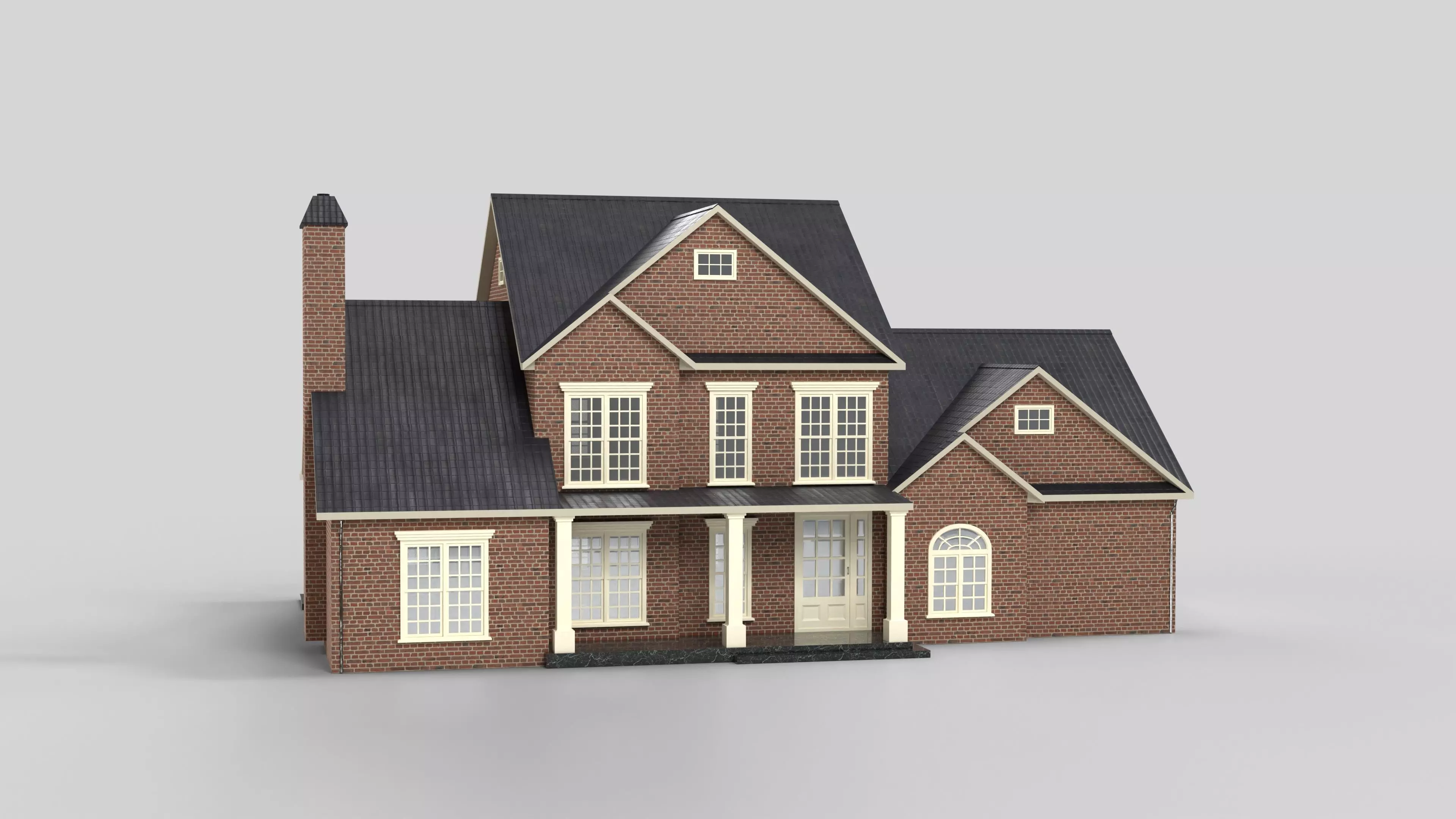 British House Design 15T4 Low-poly 3D model_0