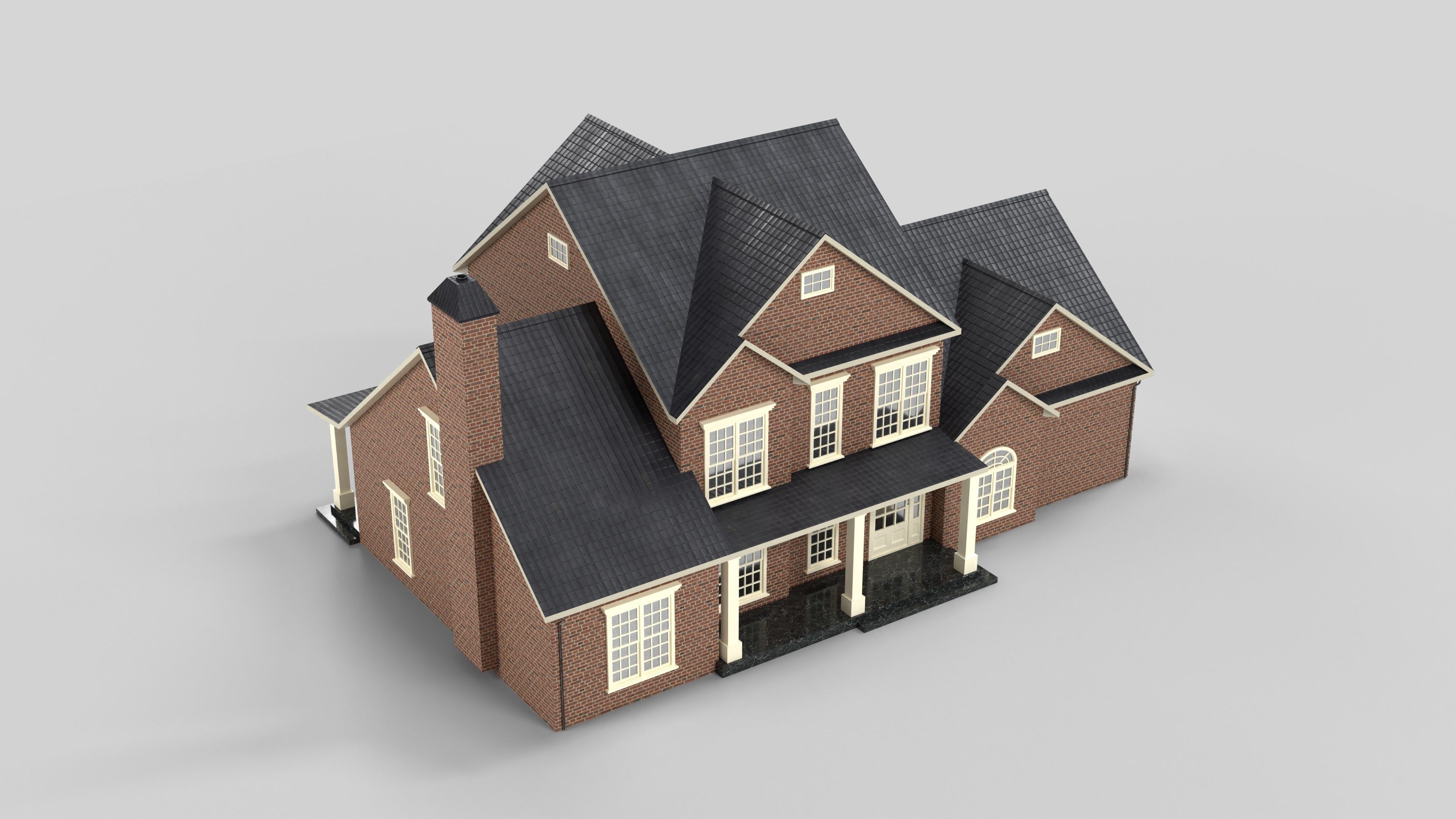 British House Design 15T4 Low-poly 3D model_5