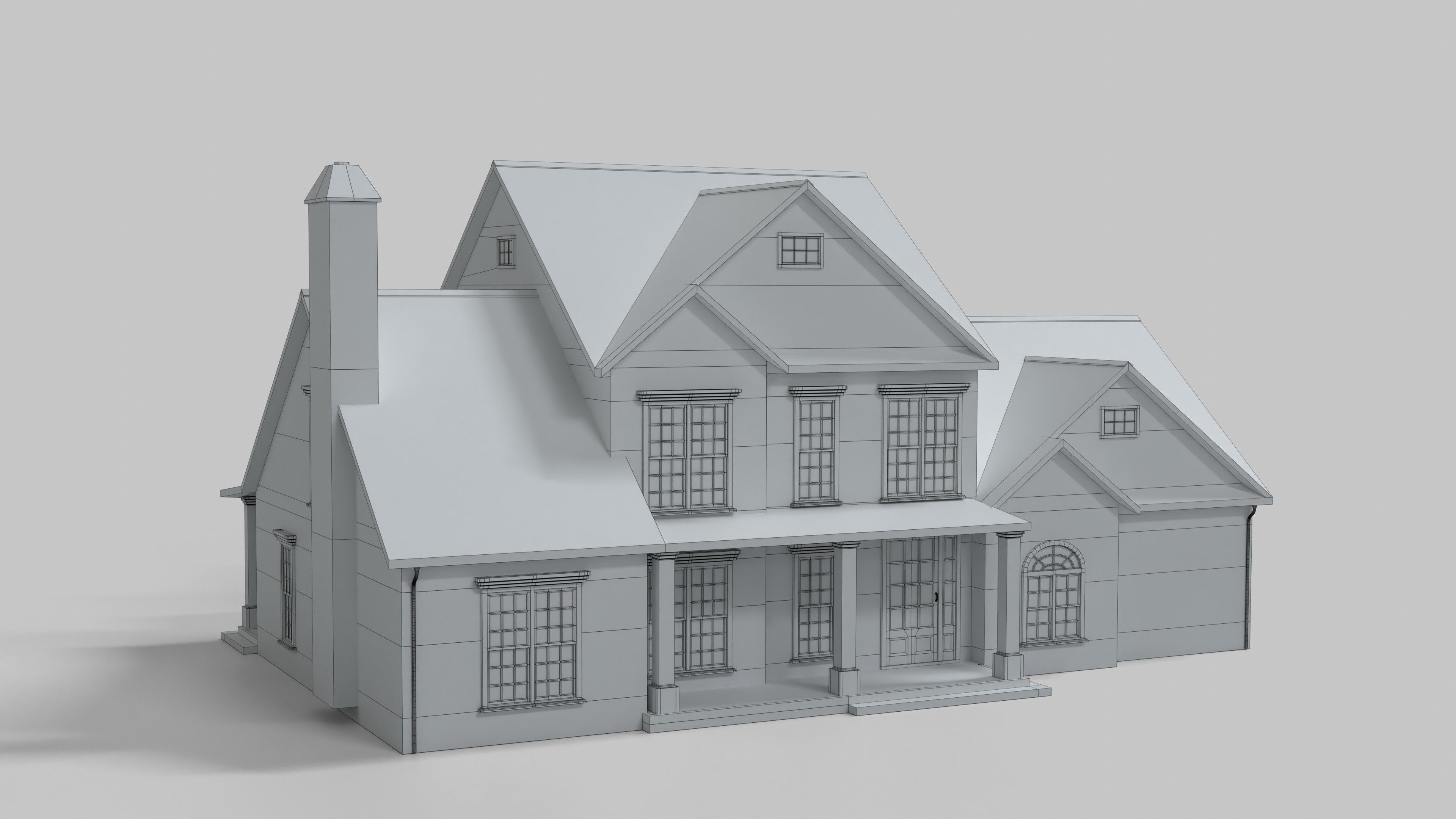 British House Design 15T4 Low-poly 3D model_8