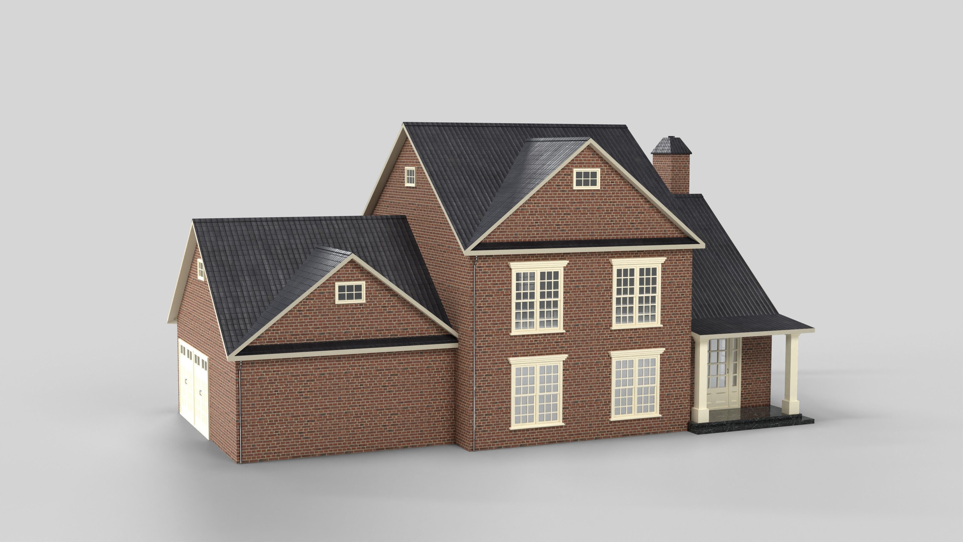 British House Design 15T4 Low-poly 3D model_3