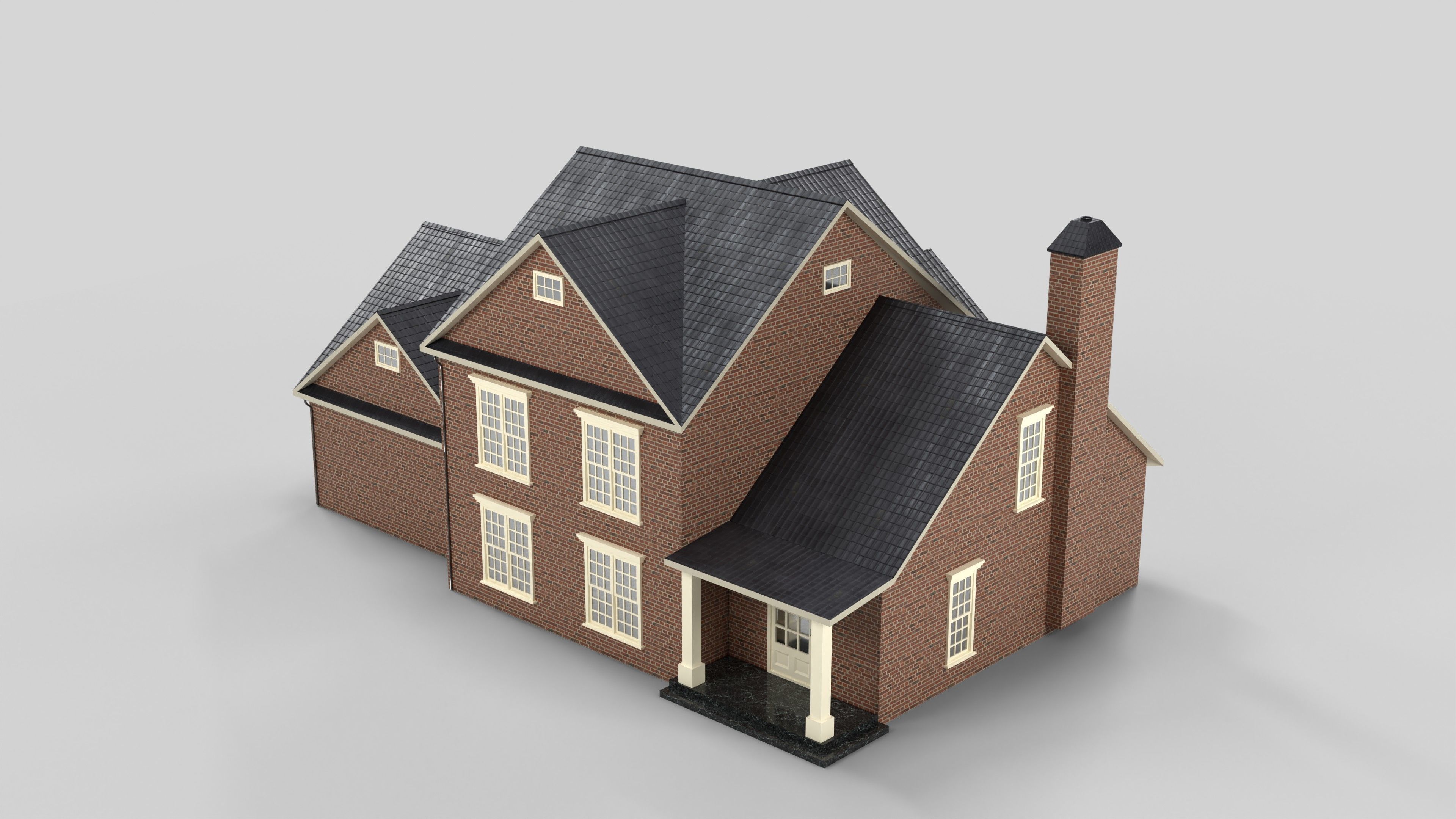 British House Design 15T4 Low-poly 3D model_2