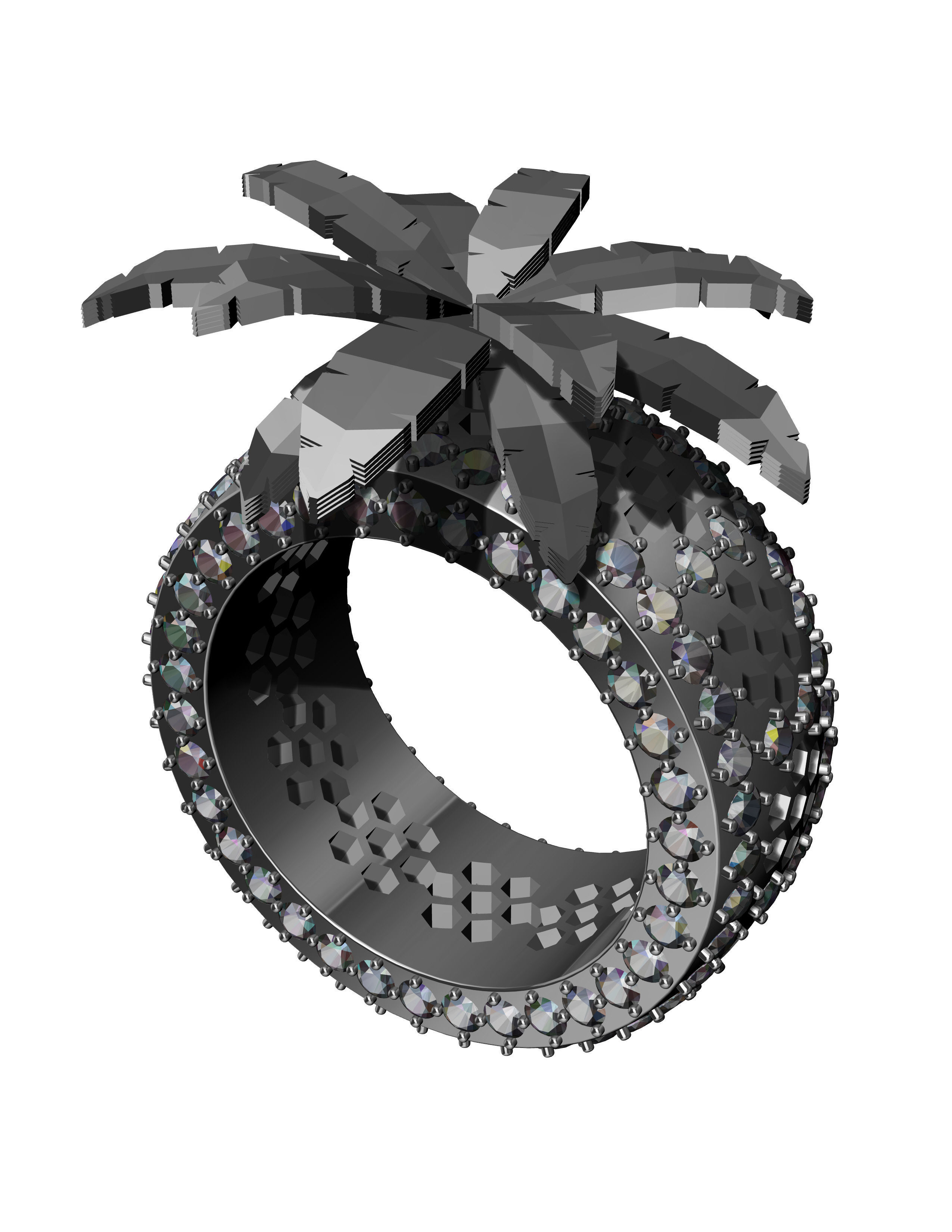 11mm Palm Tree Honeycomb Ring 3D print model_1