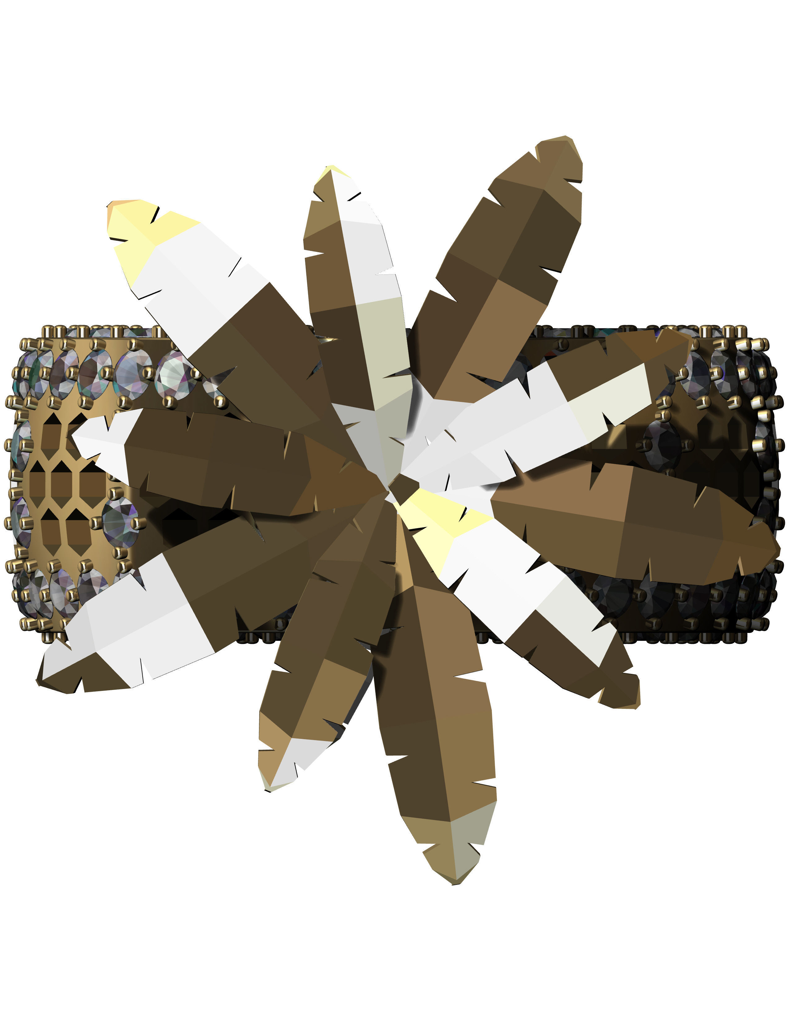 11mm Palm Tree Honeycomb Ring 3D print model_9