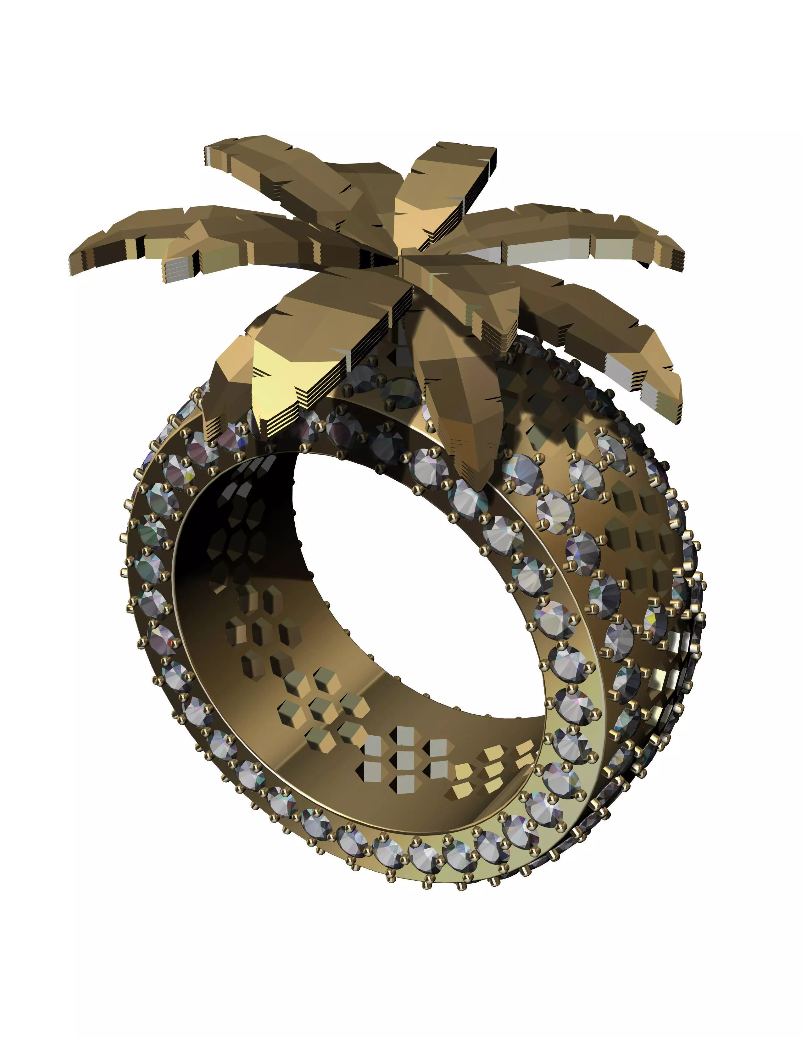 11mm Palm Tree Honeycomb Ring 3D print model_0