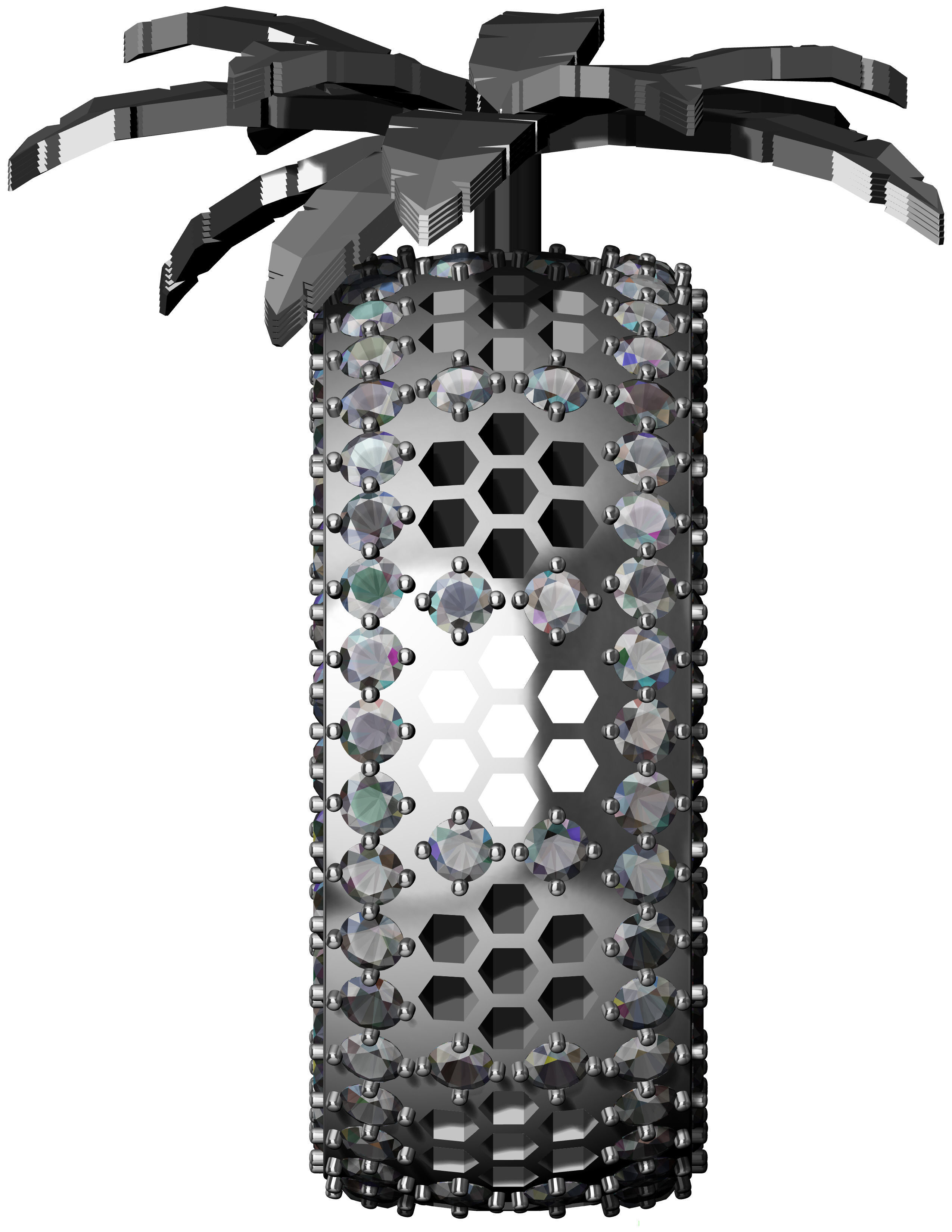 11mm Palm Tree Honeycomb Ring 3D print model_7