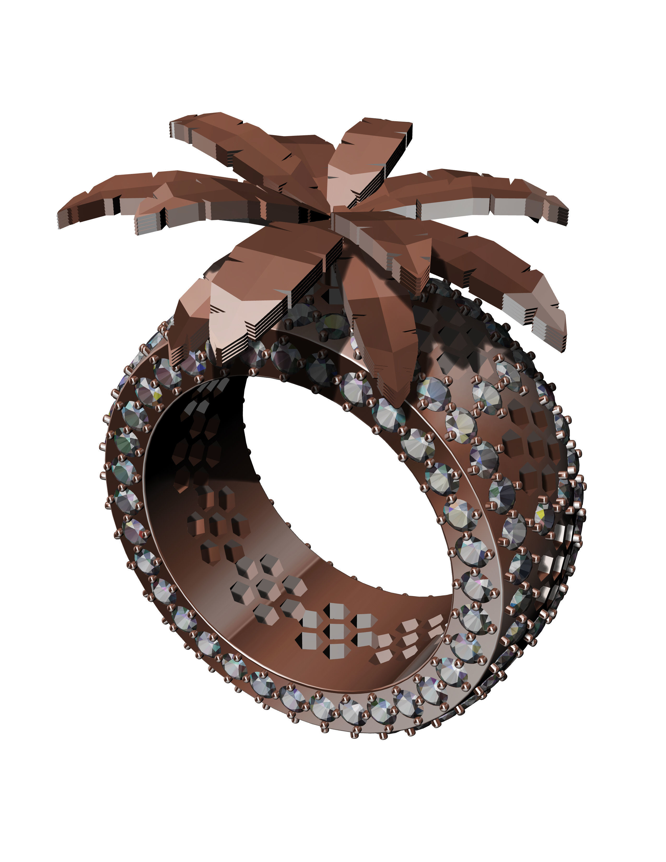 11mm Palm Tree Honeycomb Ring 3D print model_2