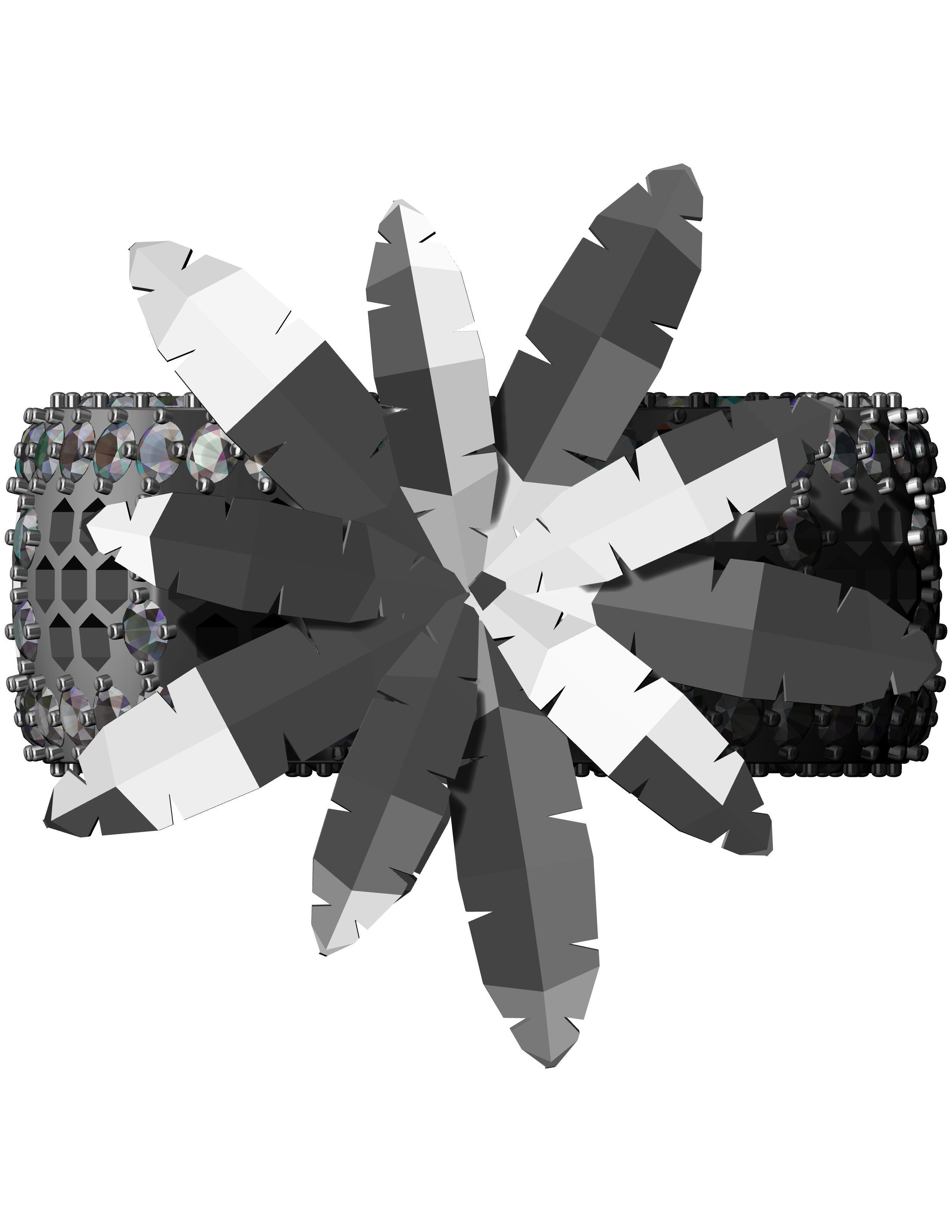 11mm Palm Tree Honeycomb Ring 3D print model_10