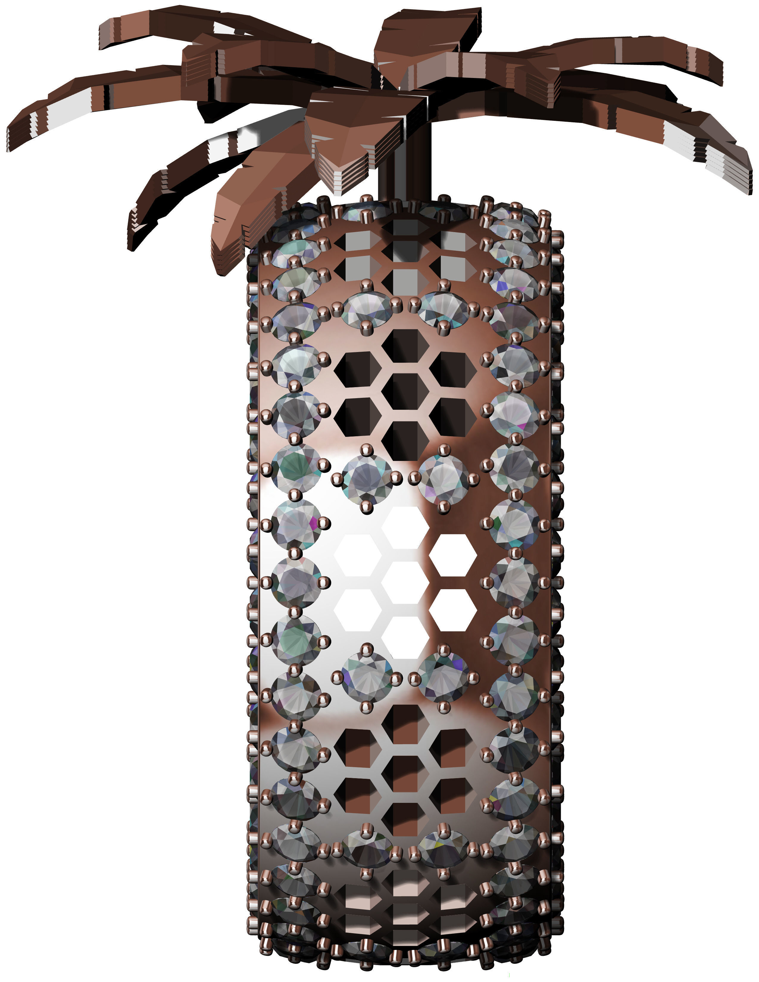 11mm Palm Tree Honeycomb Ring 3D print model_8