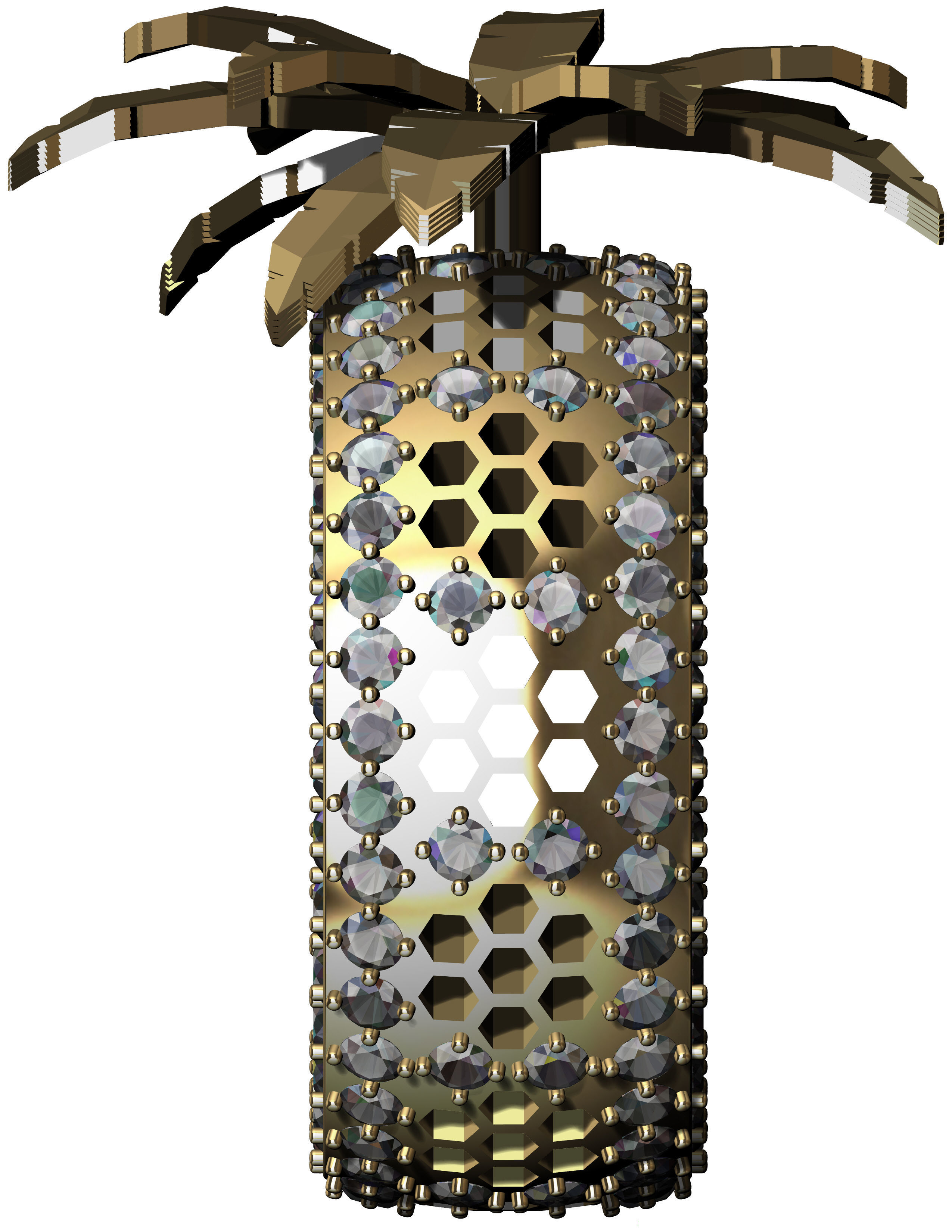 11mm Palm Tree Honeycomb Ring 3D print model_6