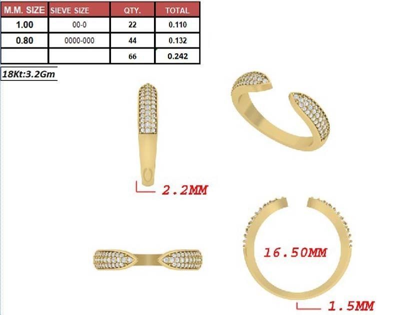 Open Band Diamond Ring Jewelry Design CAD File Instant Download Free 3D print model_1