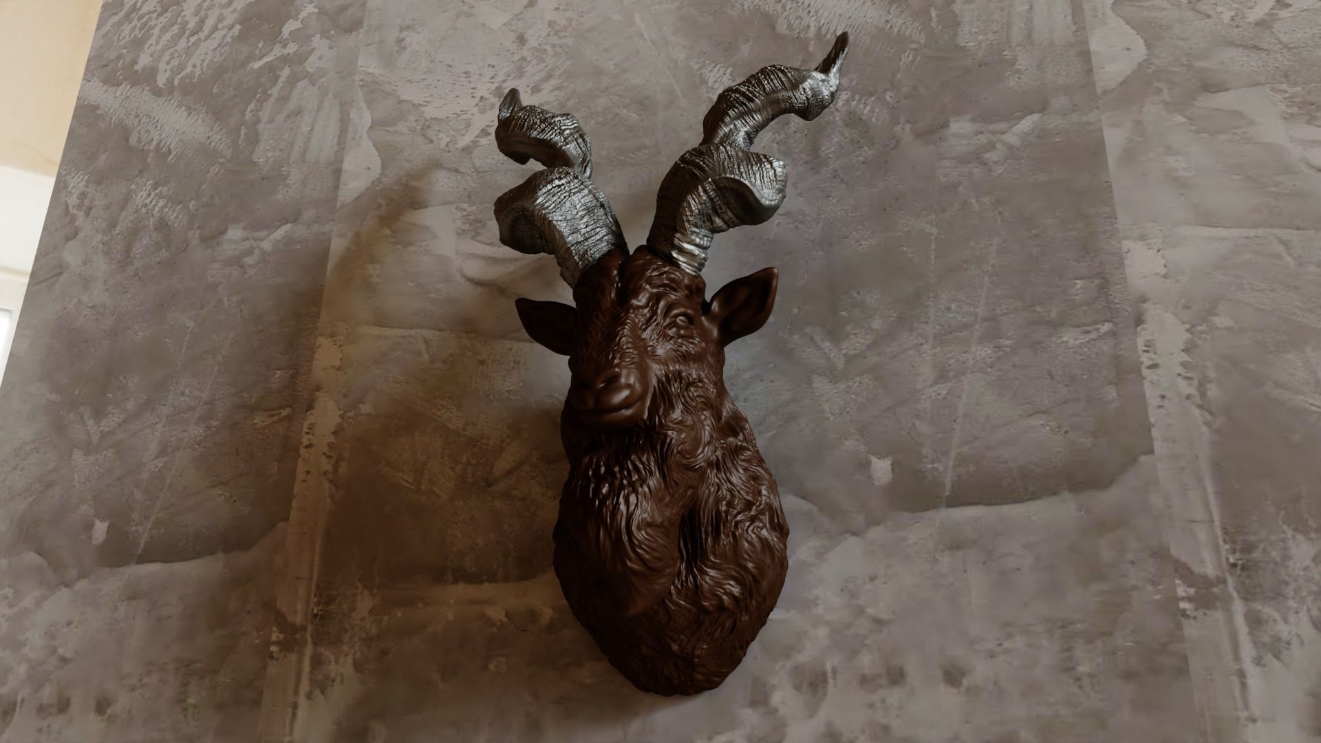 Markhor goat head wall stl 3d print file 3D print model_6