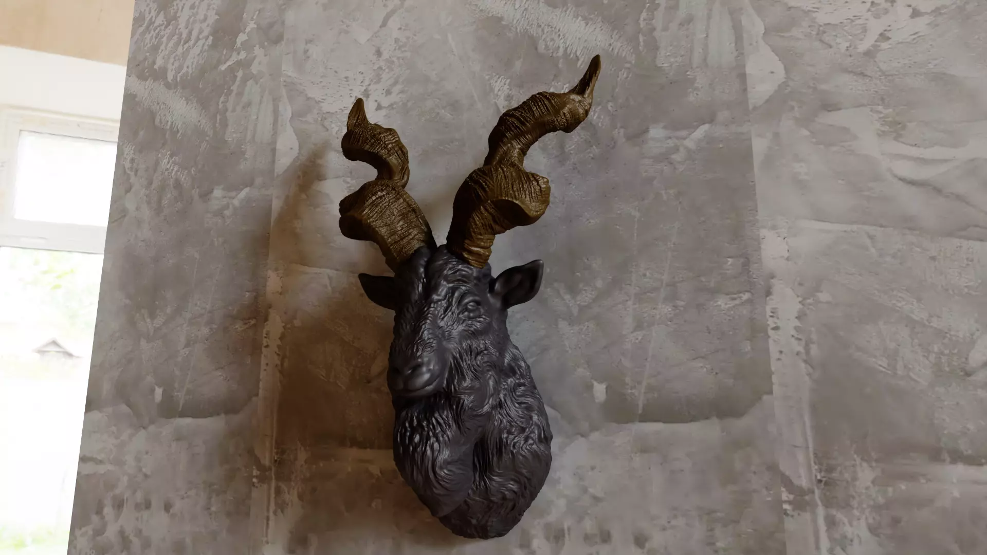Markhor goat head wall stl 3d print file 3D print model_0