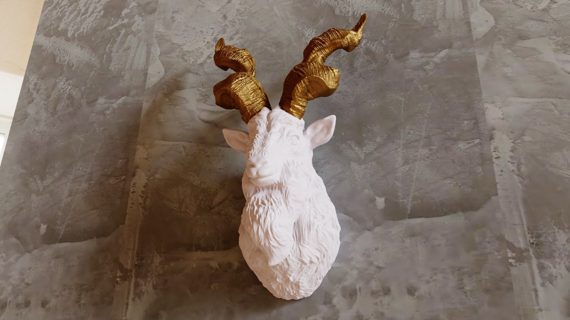 Markhor goat head wall stl 3d print file 3D print model_5