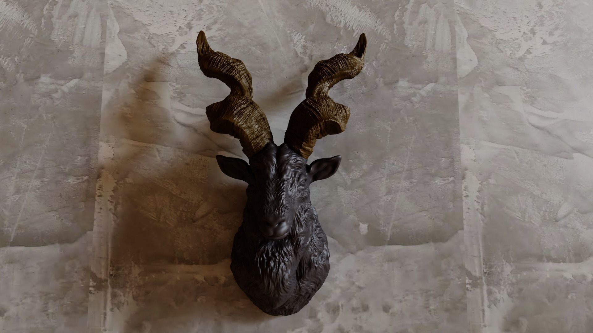 Markhor goat head wall stl 3d print file 3D print model_2