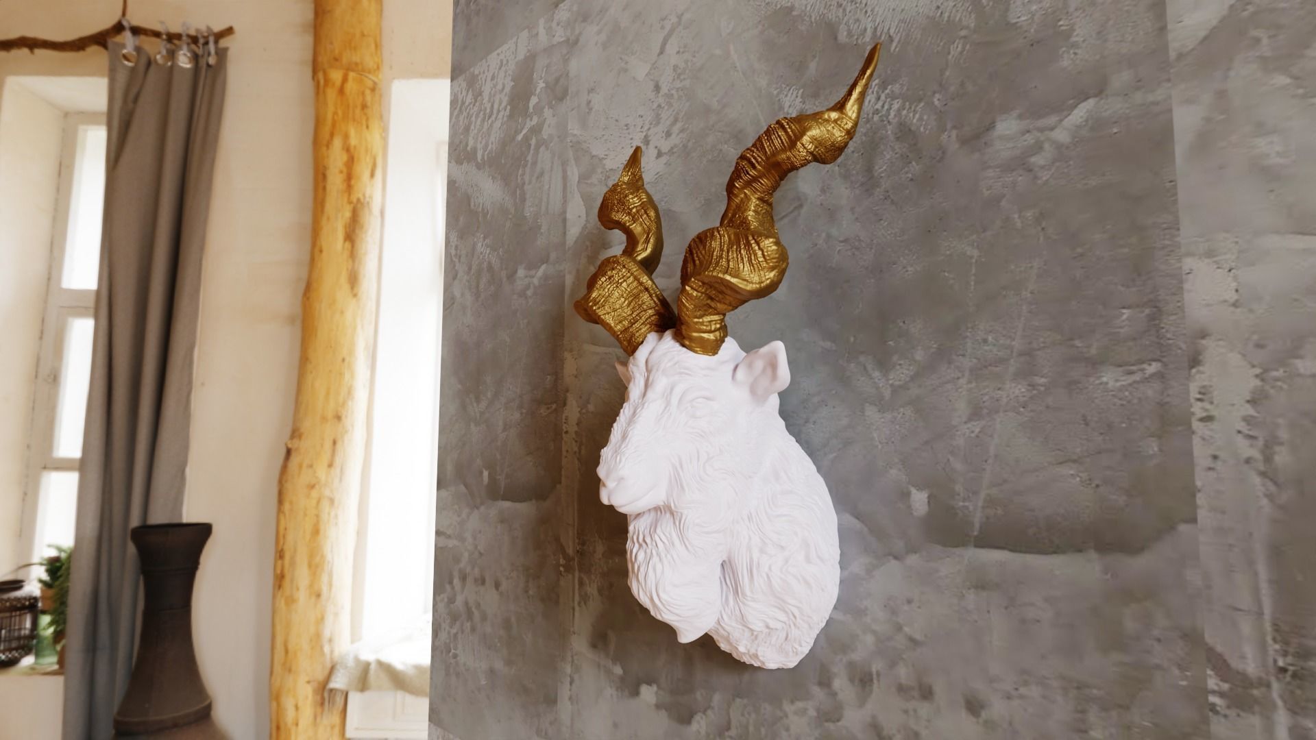 Markhor goat head wall stl 3d print file 3D print model_4