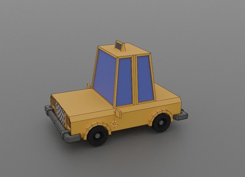 Taxi car Low-poly 3D model_4
