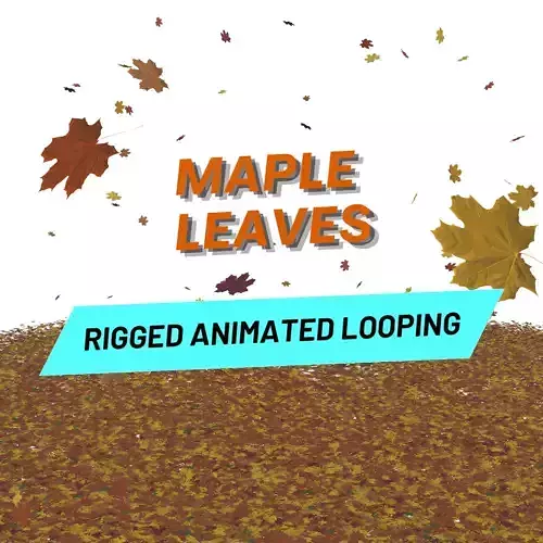 Maple leaves falling looping rigged animated Low-poly 3D model
