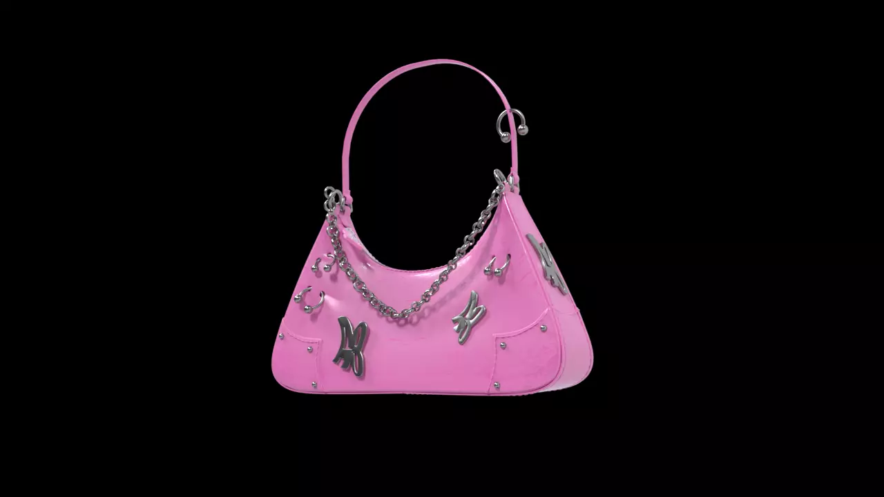 ANDERSSON BELL Blue Butterfly AB Logo Chain Shoulder Bag 3D model_0