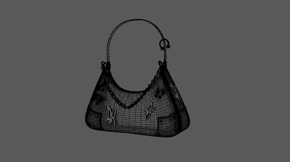 ANDERSSON BELL Blue Butterfly AB Logo Chain Shoulder Bag 3D model_1