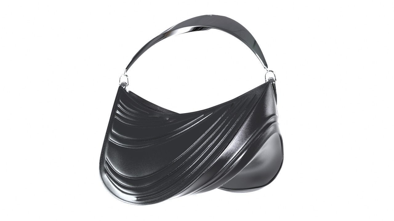 Mugler Logo Plaque Zip Shoulder Bag 3D model_2