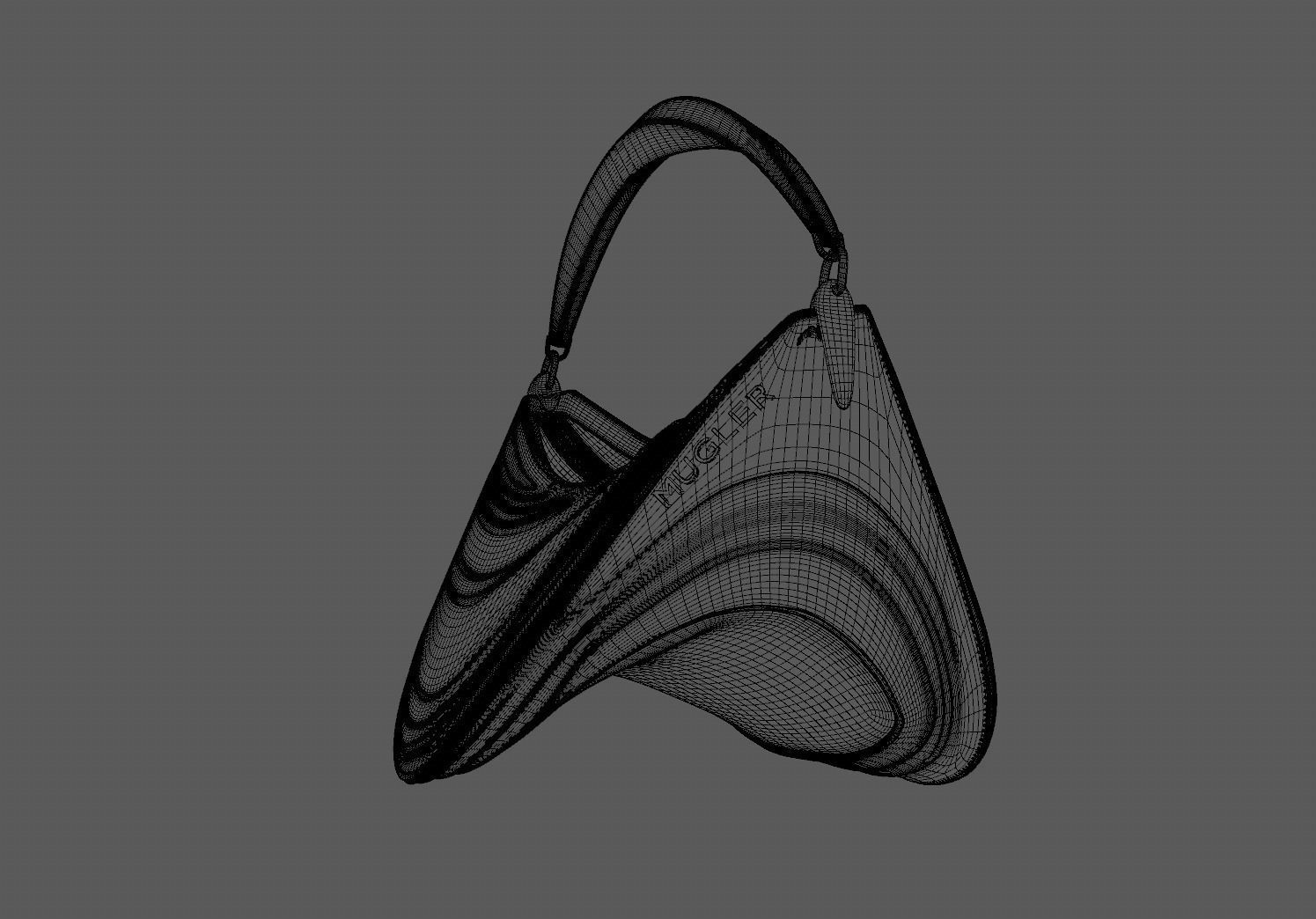 Mugler Logo Plaque Zip Shoulder Bag 3D model_4