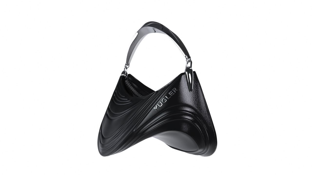 Mugler Logo Plaque Zip Shoulder Bag 3D model_1