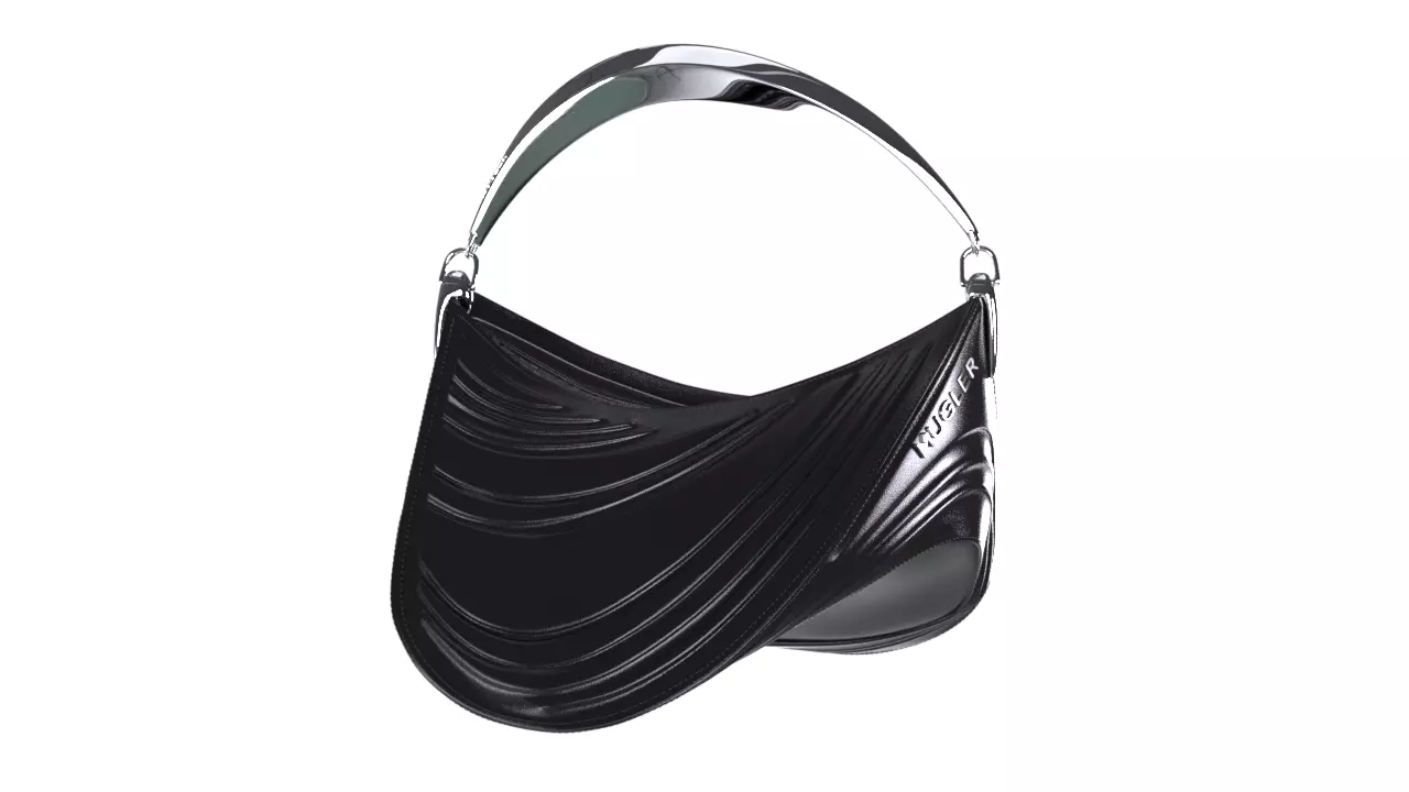 Mugler Logo Plaque Zip Shoulder Bag 3D model_0