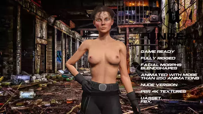Sexy Girl full rigged - game ready - animated - nude version Low-poly 3D model