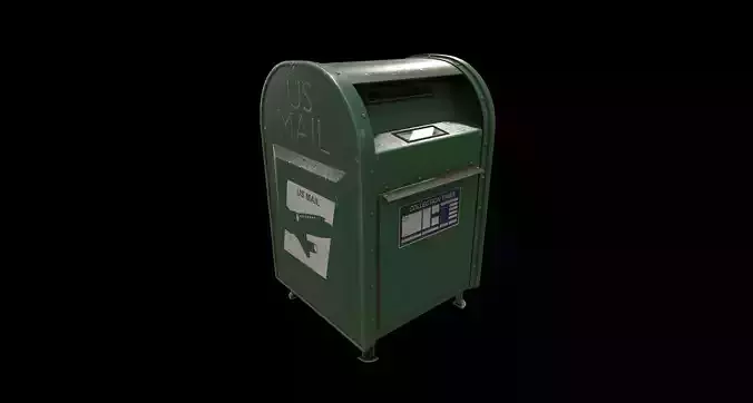 Realistic US Post Box Low-poly 3D model