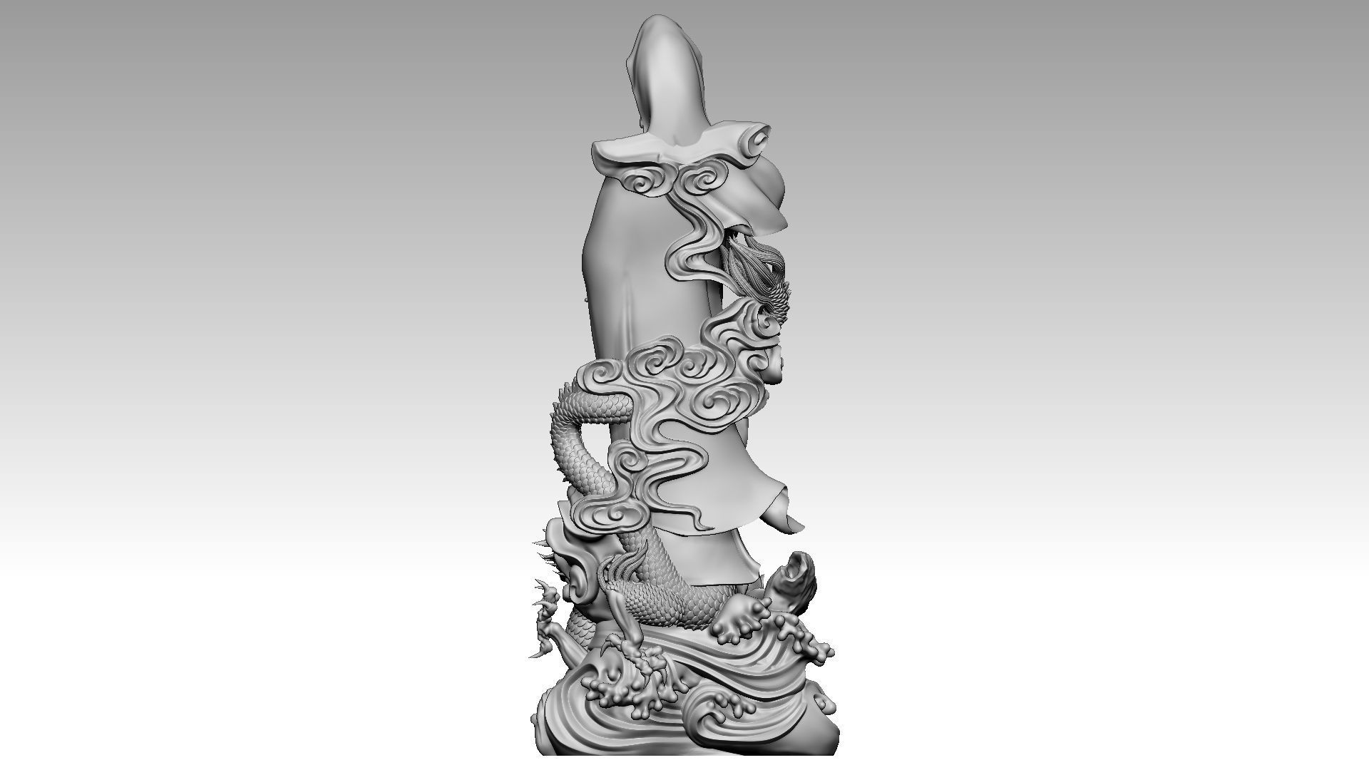 Avalokiteshvara Buddha rides dragon 3D print model_4