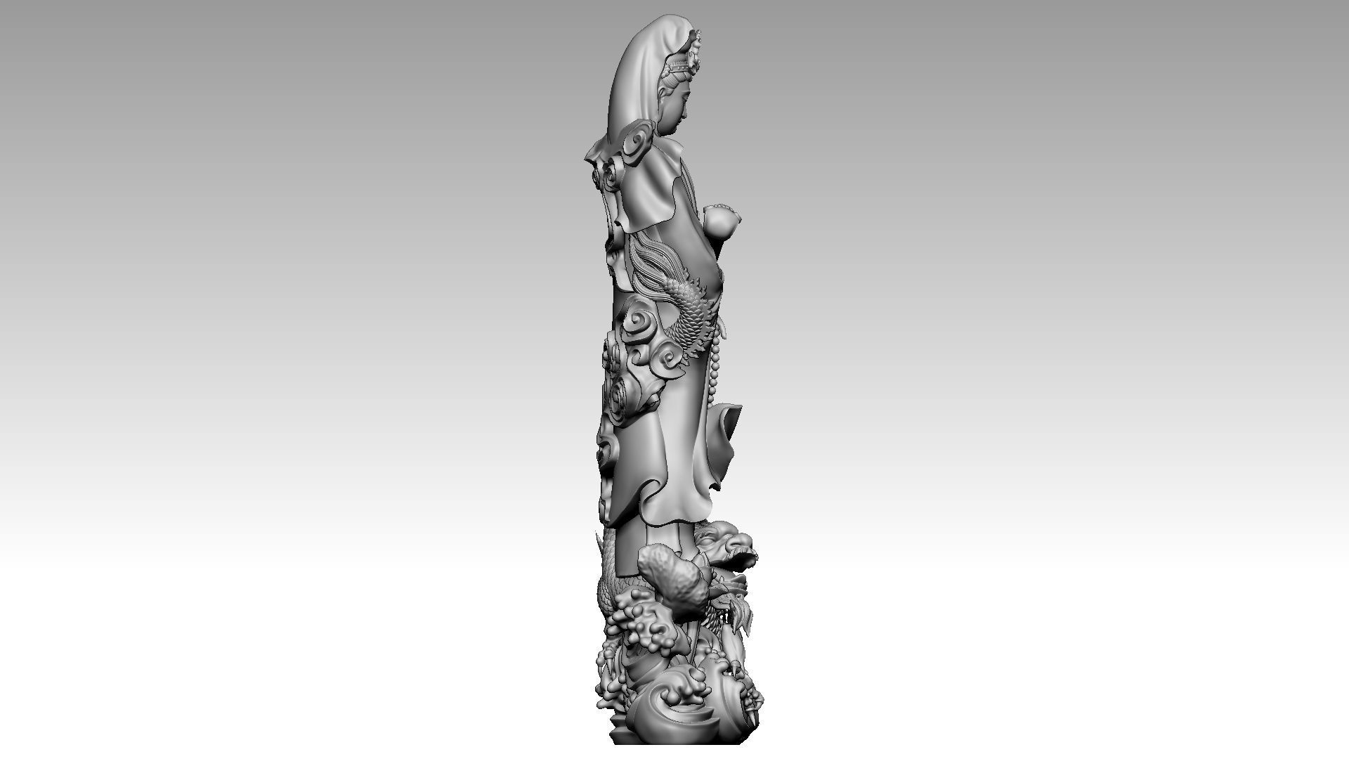 Avalokiteshvara Buddha rides dragon 3D print model_6
