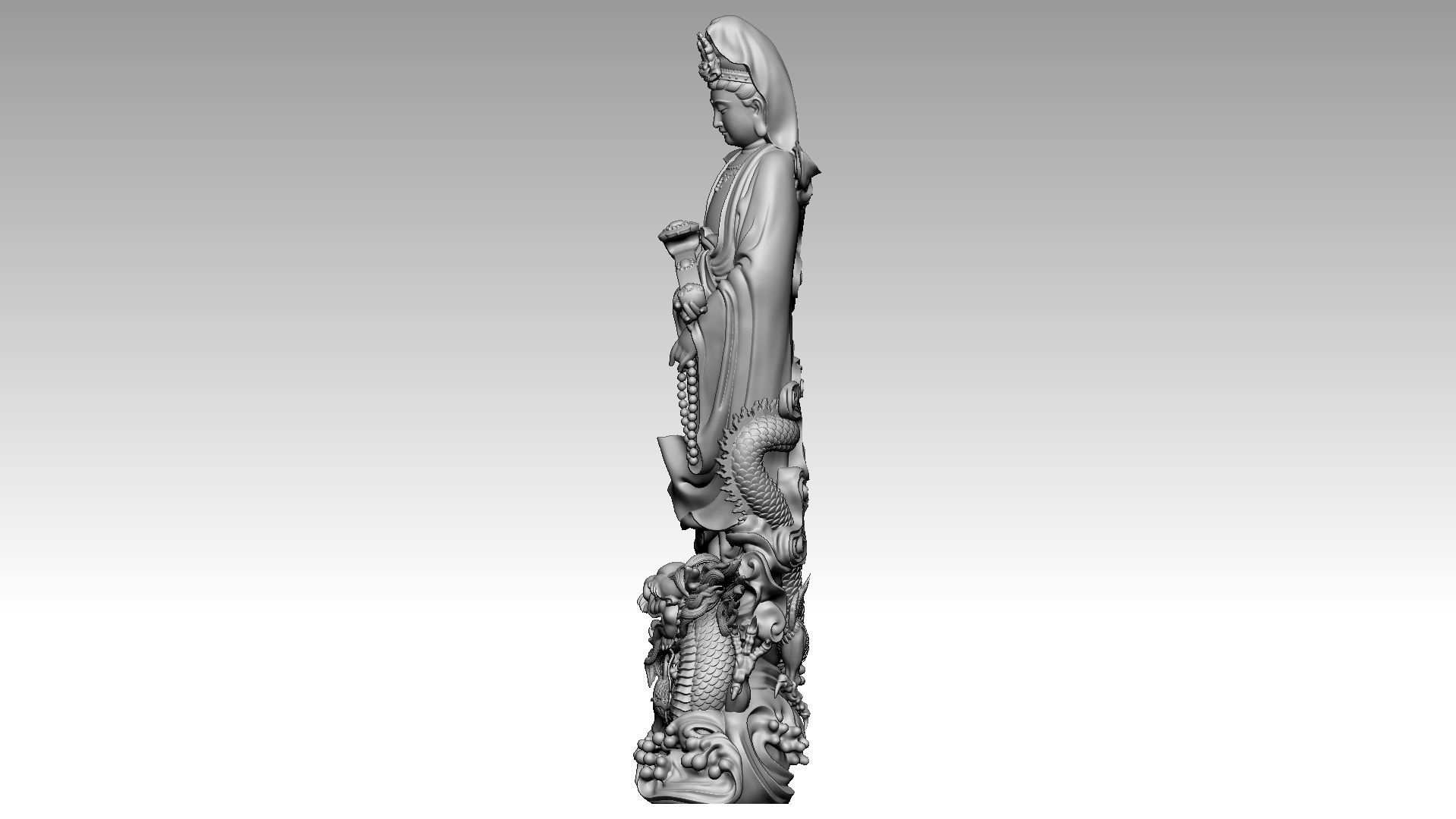 Avalokiteshvara Buddha rides dragon 3D print model_2