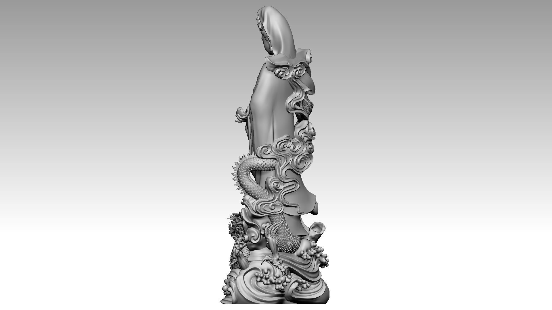 Avalokiteshvara Buddha rides dragon 3D print model_3
