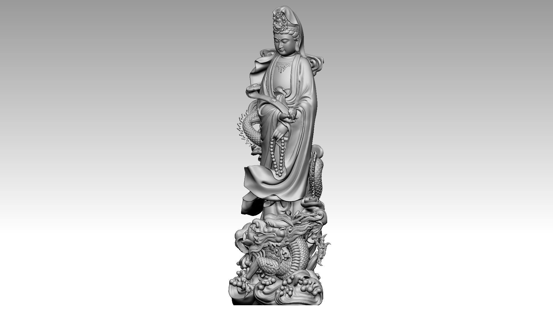 Avalokiteshvara Buddha rides dragon 3D print model_1