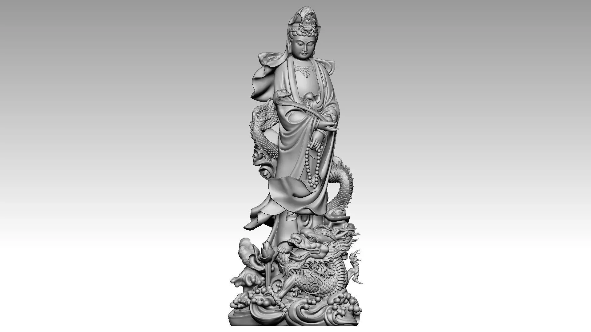 Avalokiteshvara Buddha rides dragon 3D print model_0