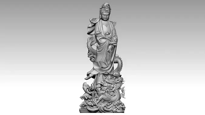 Avalokiteshvara Buddha rides dragon