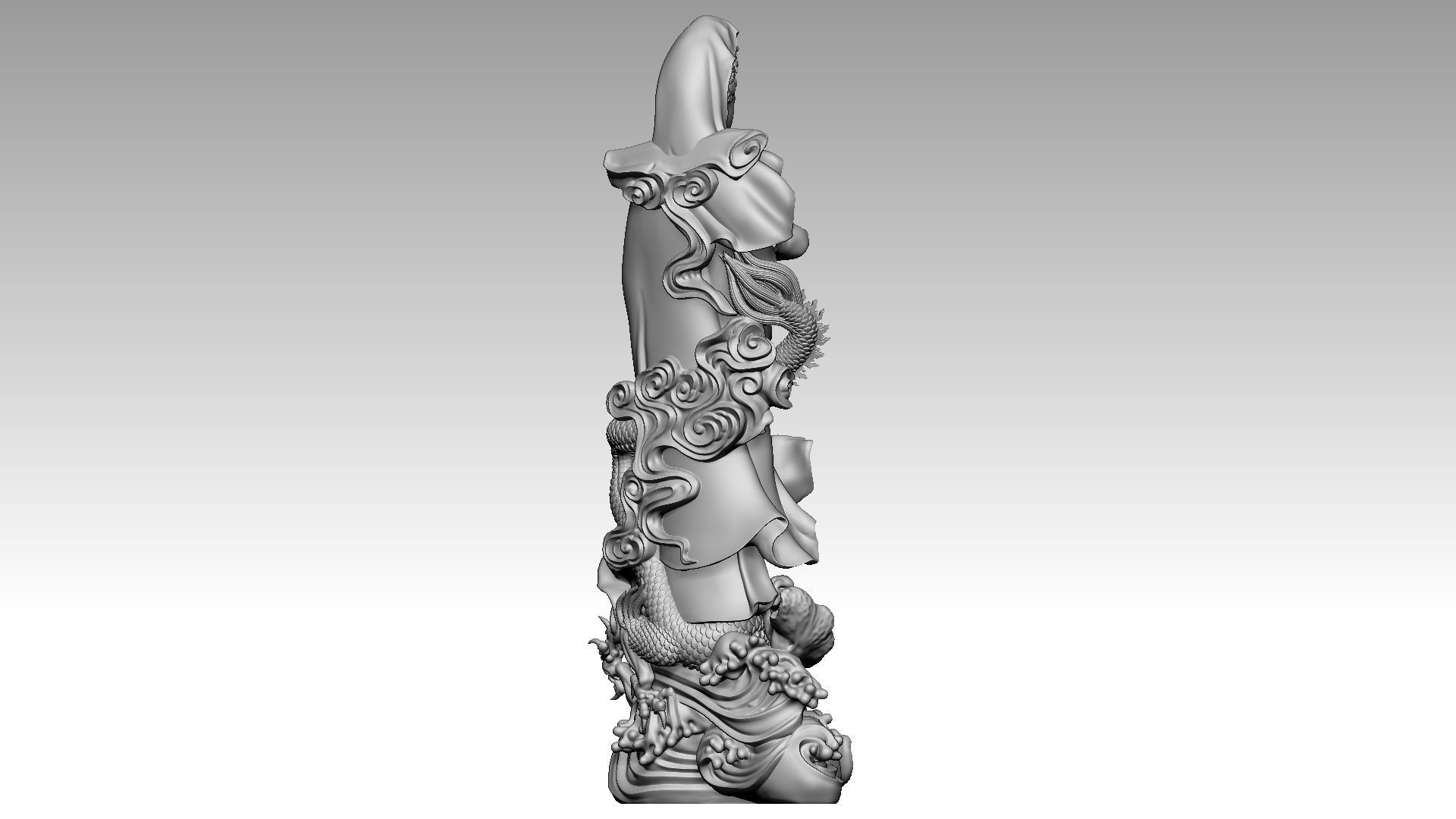 Avalokiteshvara Buddha rides dragon 3D print model_5