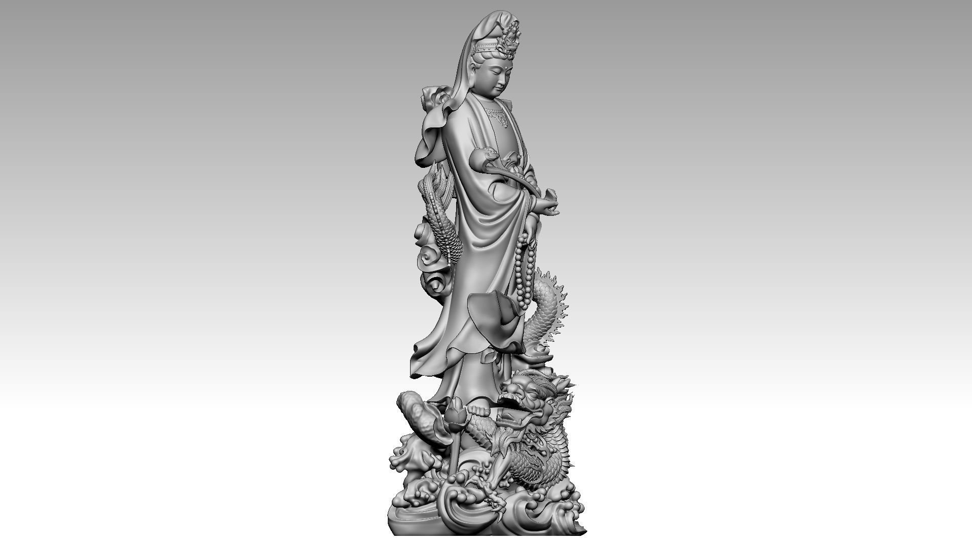 Avalokiteshvara Buddha rides dragon 3D print model_7